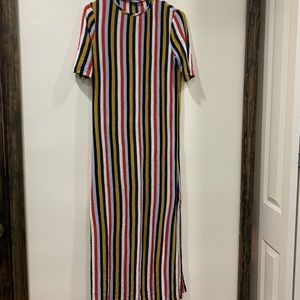 Striped knit maxi dress